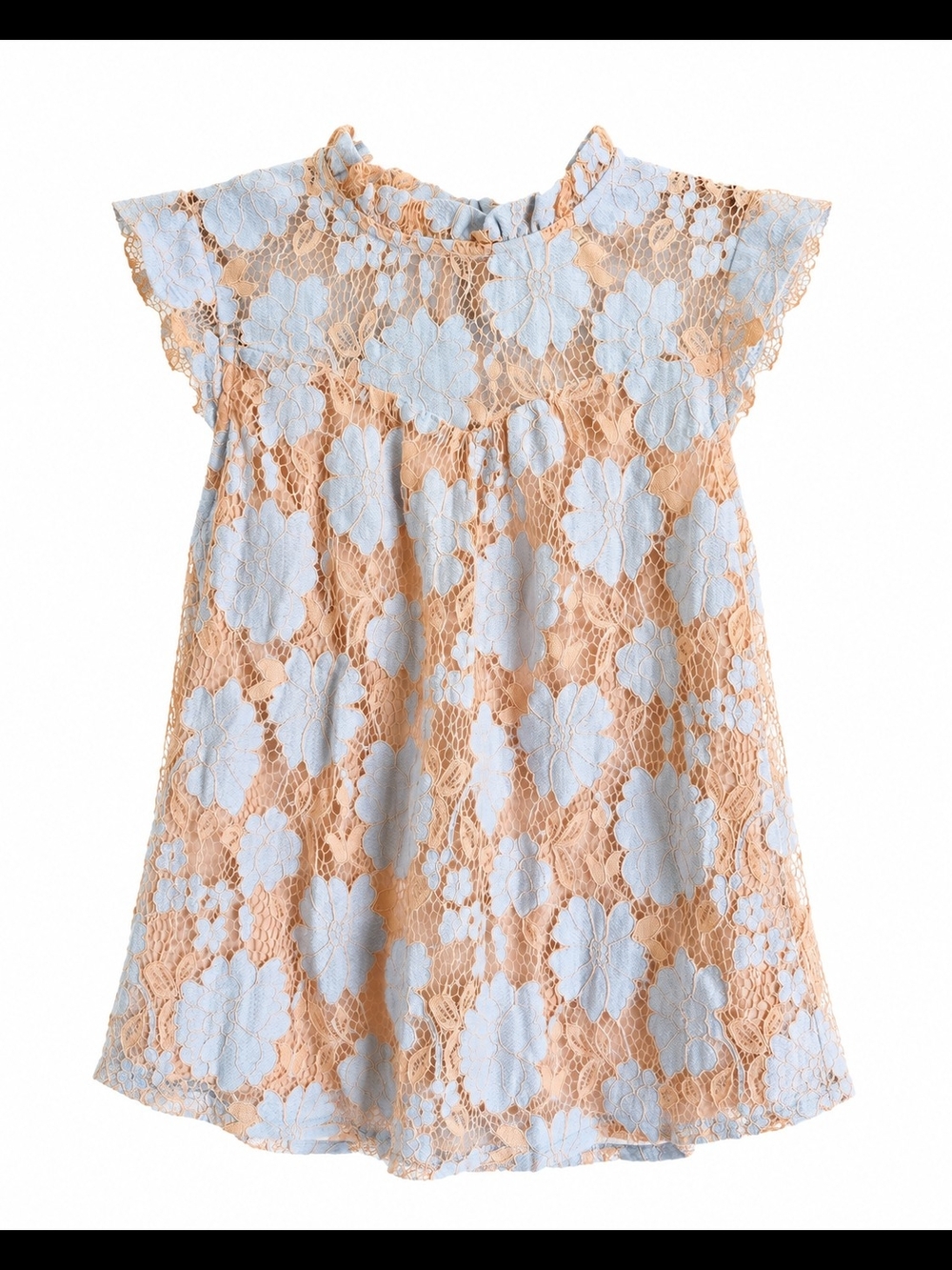 Monteau Floral Lace Ruffle Sleeve Blouse NWT-Size S